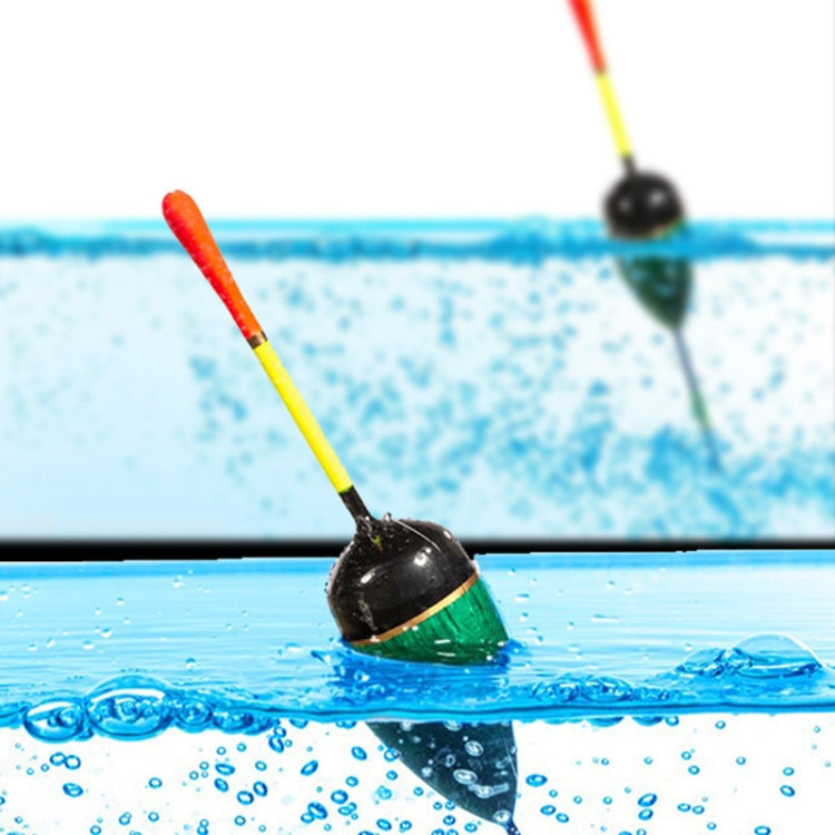 Fishing float and line over water, orange and yellow rod tips