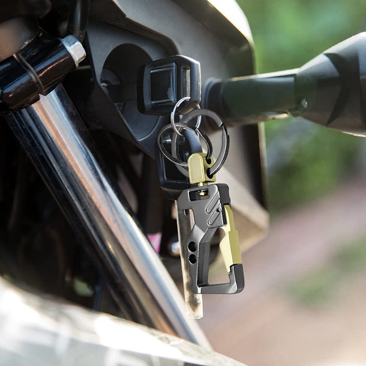 2 PCS QP-131 Multifunctional Double Ring Car Keychain Bottle Opener Carabiner