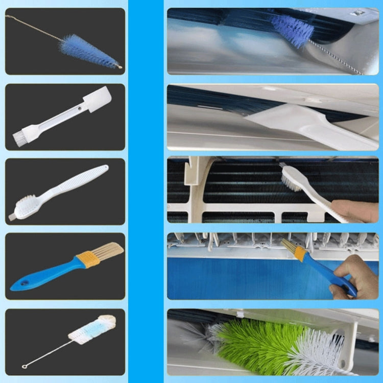 AC cleaning brush and wand accessory set for reaching inside the unit