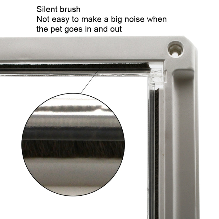 White ABS pet door with black brush seal along flap opening