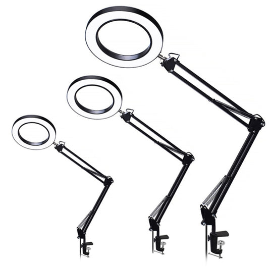 5X Magnifying Glass LED Folding Long Arm Clip Light Eye-protection USB Reading Lamp, Medium, Large