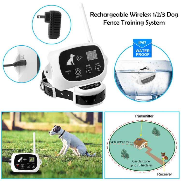 IP67 rechargeable wireless dog fence training transmitter and receiver collar system
