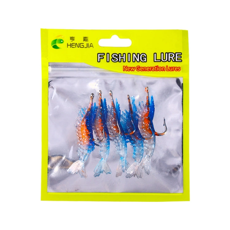 HENGJIA fishing lure package with blue shrimp-like soft baits and hooks