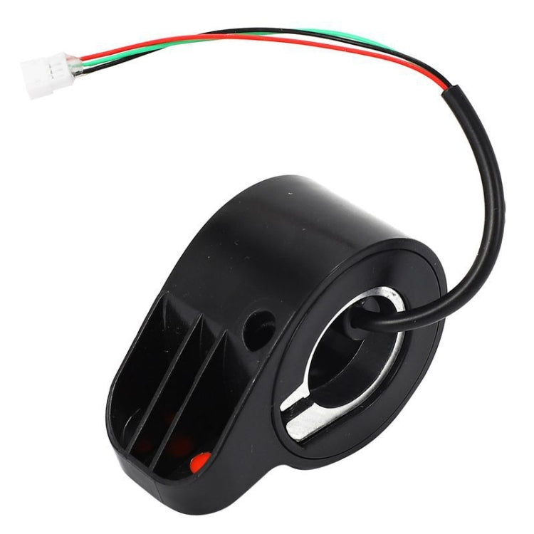 Black finger paddle accelerator with orange inner switch area and looped cable