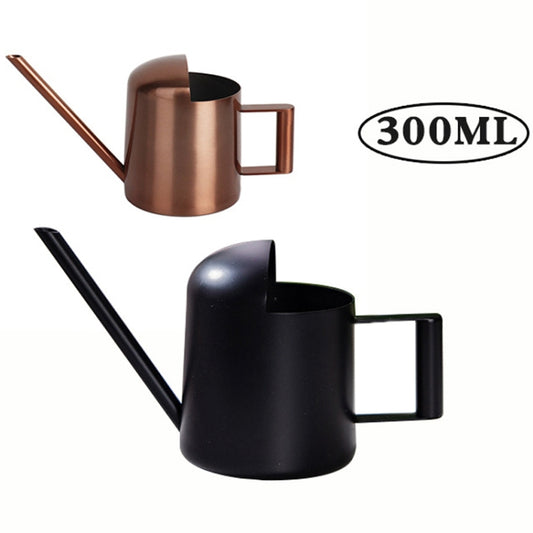 300ML Stainless Steel Watering Can with Long Spout, Bronze, Black
