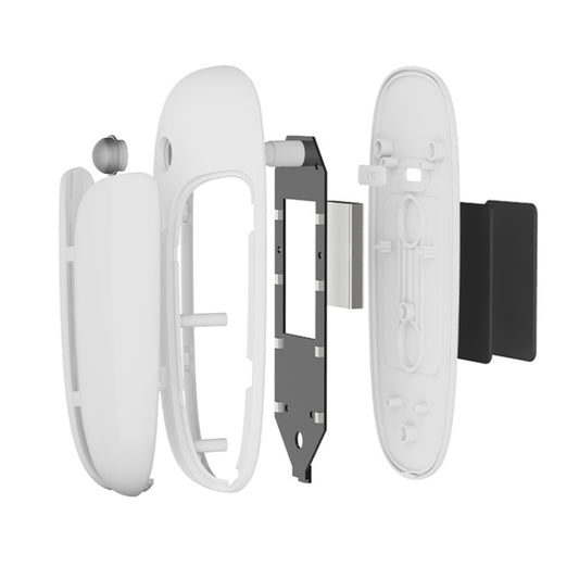 White body sensor LED light shown open, with internal mechanism and mounting plate