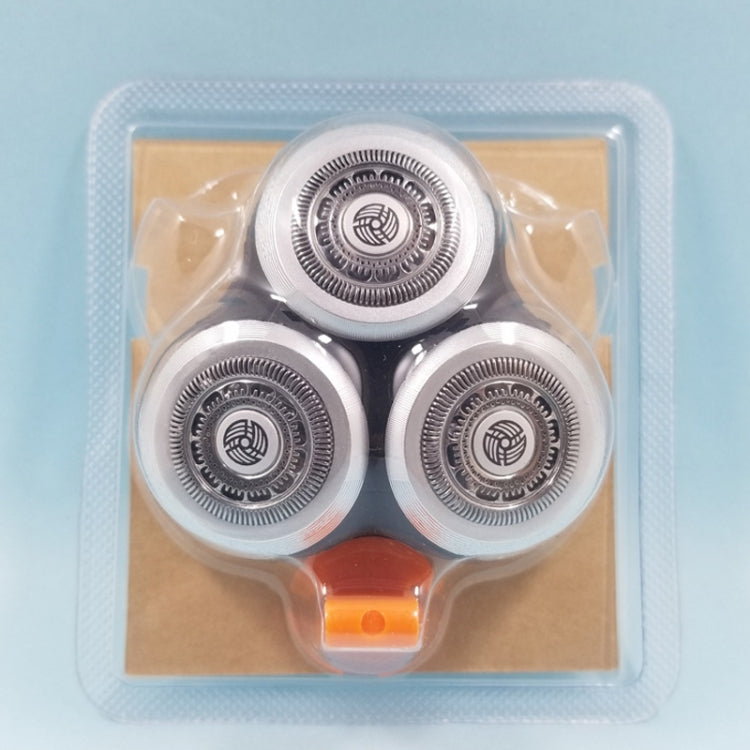 Head shaver with three silver foils in blister packaging
