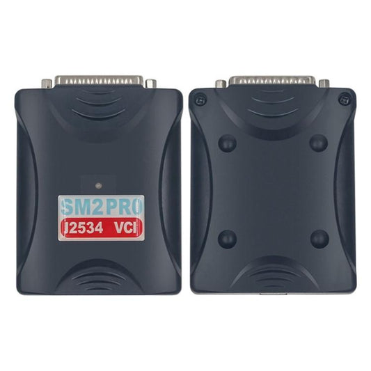 SM2 PRO J2534 VCI programming dongle shown front and rear