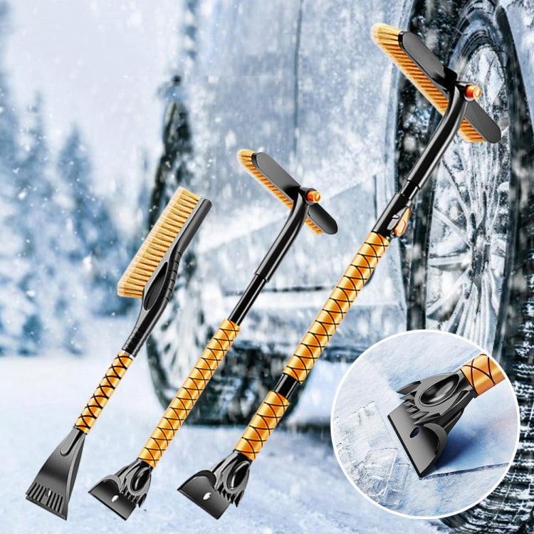 Set of removable snow brush tools with orange bristles and black scraper blades