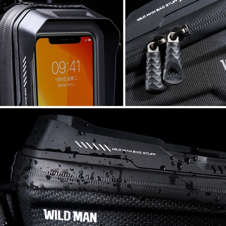 WILD MAN bicycle phone beam bag with zipper and water-splash resistant hard shell