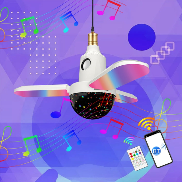 White Bluetooth RGB music atmosphere light with rainbow blades and star-pattern dome.
