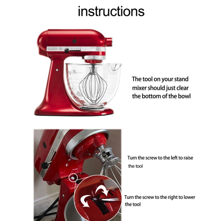 Stand mixer whisk attachment tool with adjustable raising and lowering knob
