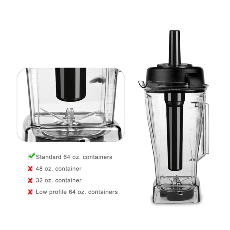Stirring stick inserted in clear blender container with black lid