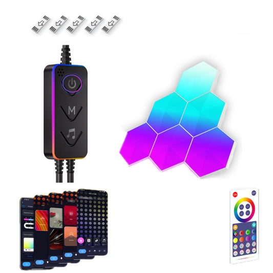 Gaming Ambient Light Smart Chiclet Backdrop Quantum Wall Light, Versions:, 3pcs Bluetooth, 6pcs Bluetooth, 10pcs Bluetooth, 12pcs Bluetooth, 3pcs WIFI, 6pcs WIFI, 10pcs WIFI, 12pcs WIFI