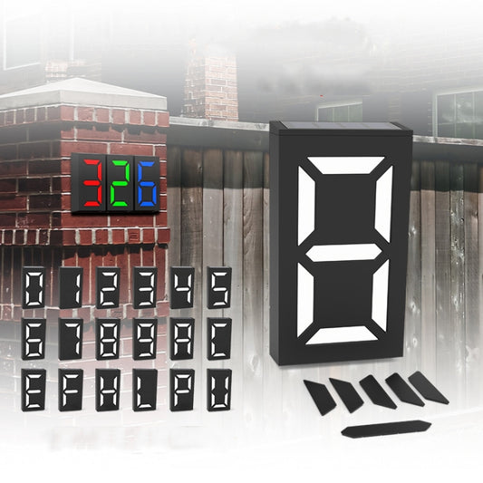 N766B DIY Solar Number Doorplate Lamp Outdoor Waterproof Wall Lights, N766B (Colorful Light Model), N766B (White Light/Warm Light)
