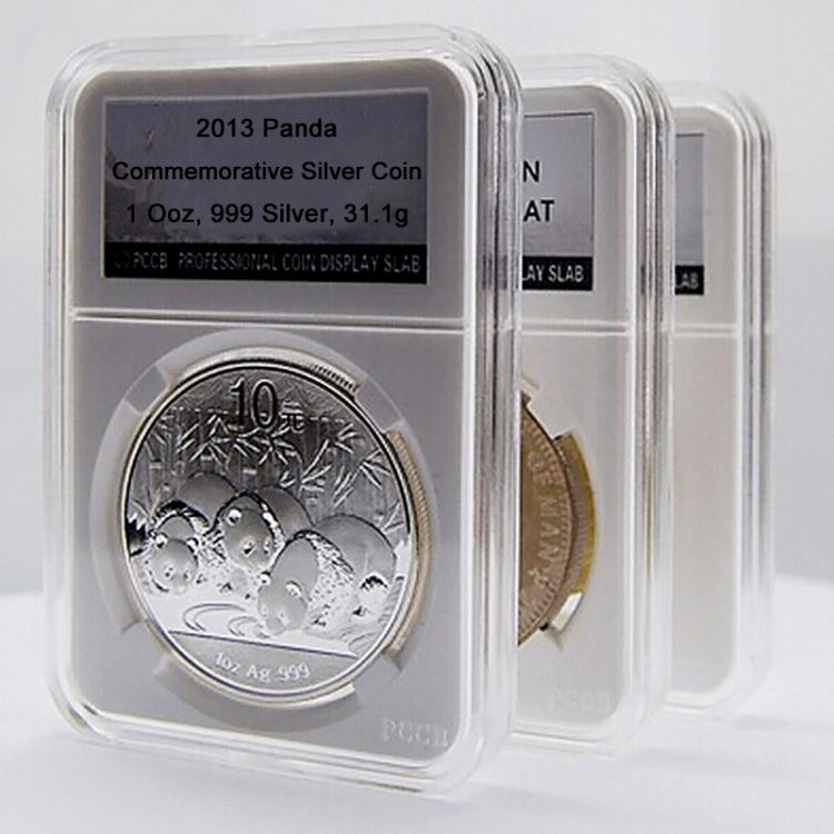 Clear white coin holder set displaying a silver coin in the circular window