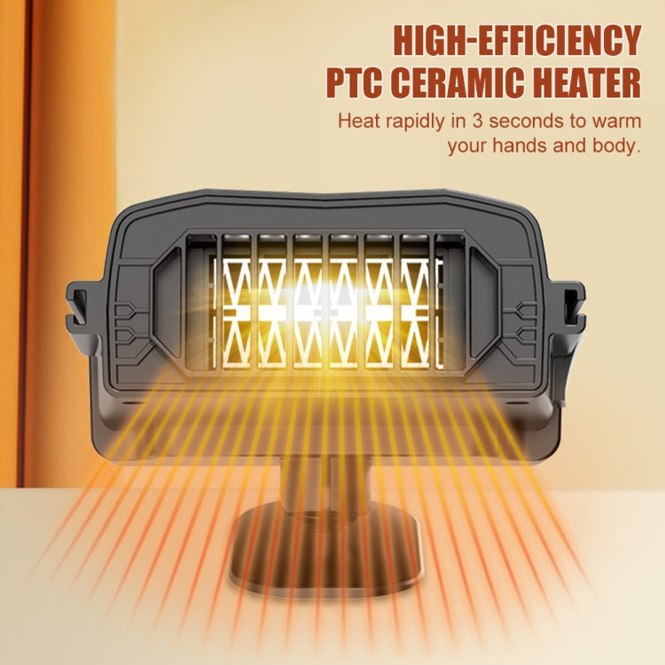 Black 12V heater defogger with heating element glow behind the front grille