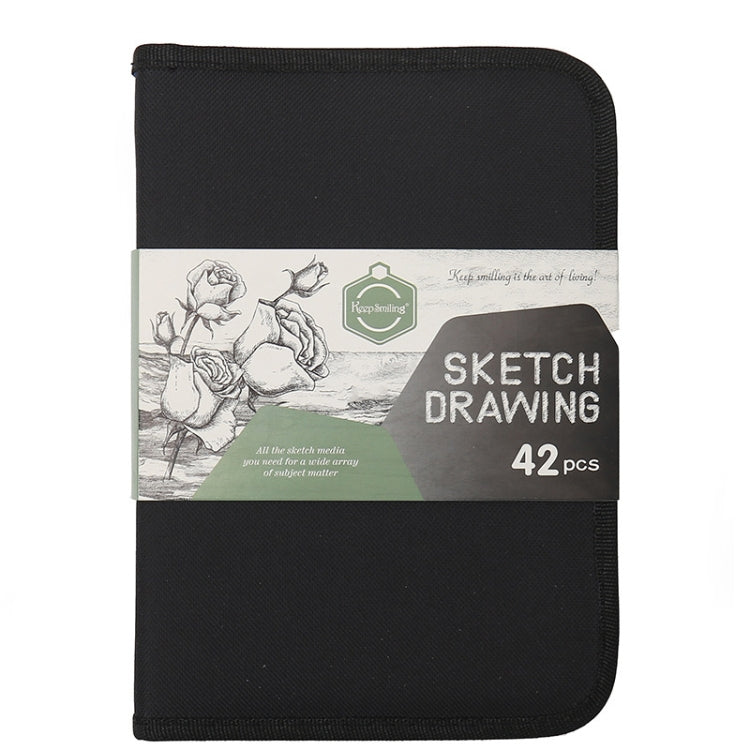 Black sketch drawing kit pouch with “Sketch Drawing 42 pcs” label