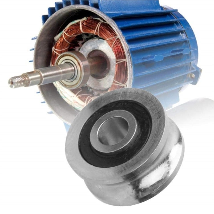 Guide bearing installed on motor/shaft assembly, metal body with black sealing ring