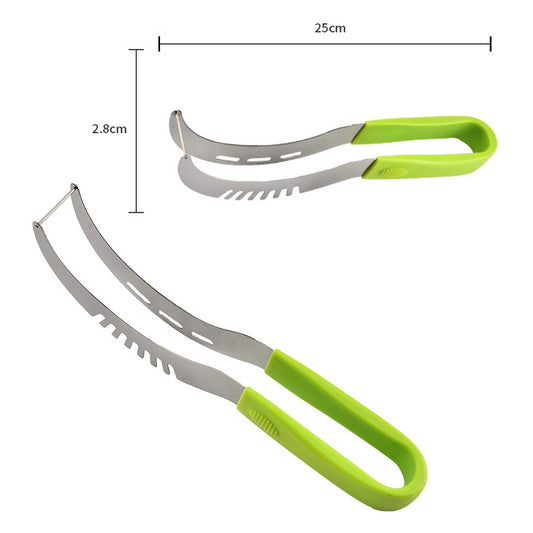 YG-WS03 Stainless Steel Watermelon Clip Easy Access Integrated Plastic Handle Cantaloupe Cut Fruit Cutting Device, Watermelon Clip
