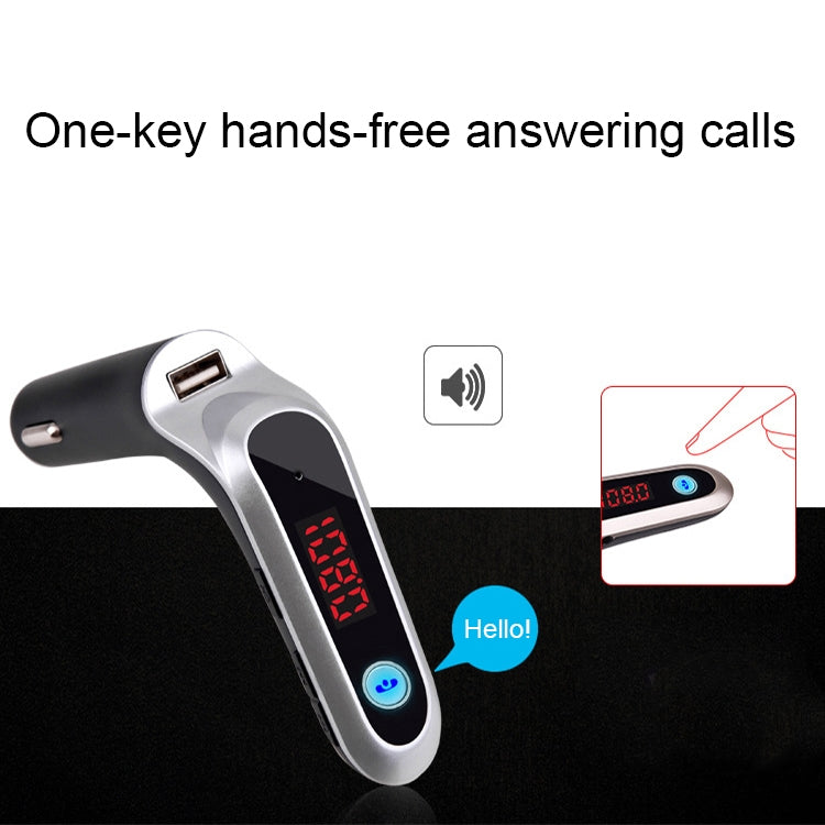 Car charger music player with LED red display and blue hands-free call control