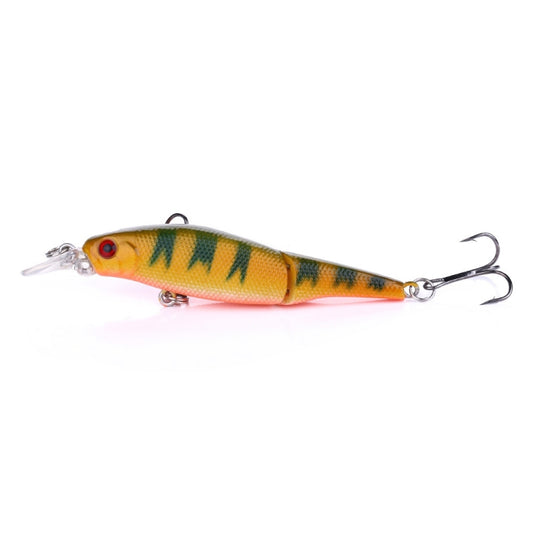 Yellow and green bionic diving minnow lure with two treble hooks