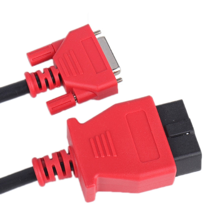 Automobile tester cable connectors: red D-sub and red/black multi-pin plugs