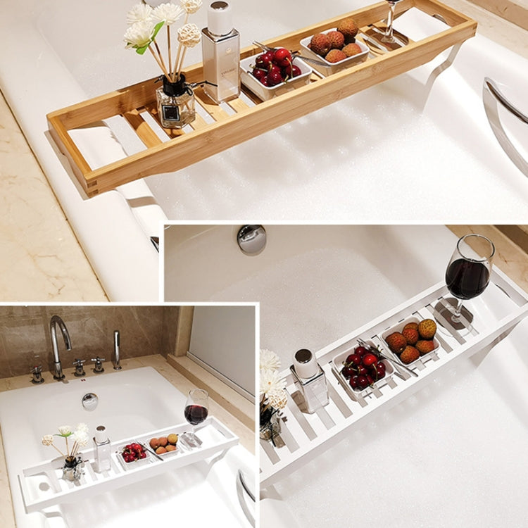 Bamboo Non-slip Bathtub Shelf Multifunctional Soaking Shelf, Bamboo Color, White