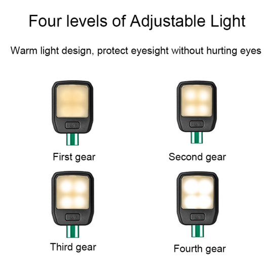 Portable Book Clip Light Four-Gear Adjustable Charging Eye Protection Lamp, Four-Gear Clip Light