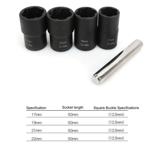 Car Tire Damaged Nut Non-slip Removal Socket Wrench Set, 4 In 1 Wrench Set