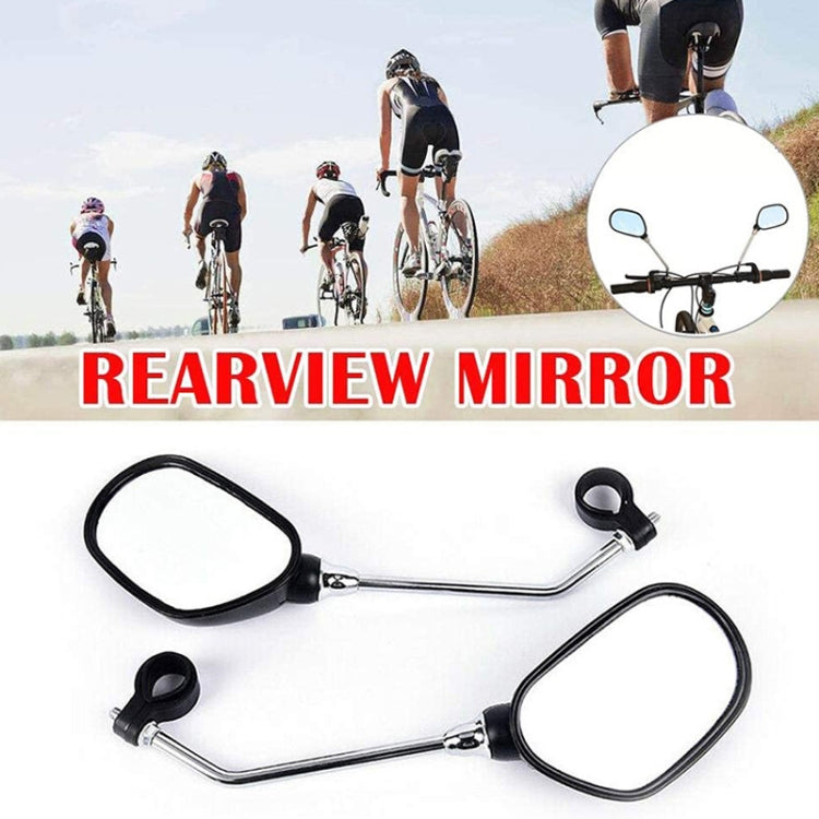 Two bicycle rearview mirrors with oval glass and curved chrome bars