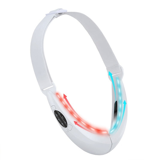 White EMS face-lifting microcurrent massager with red and blue LED lights