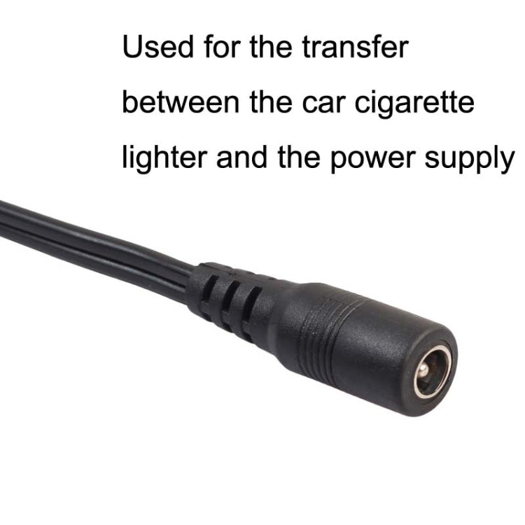 DC barrel connector tip on black power cable, 5.5 x 2.1mm