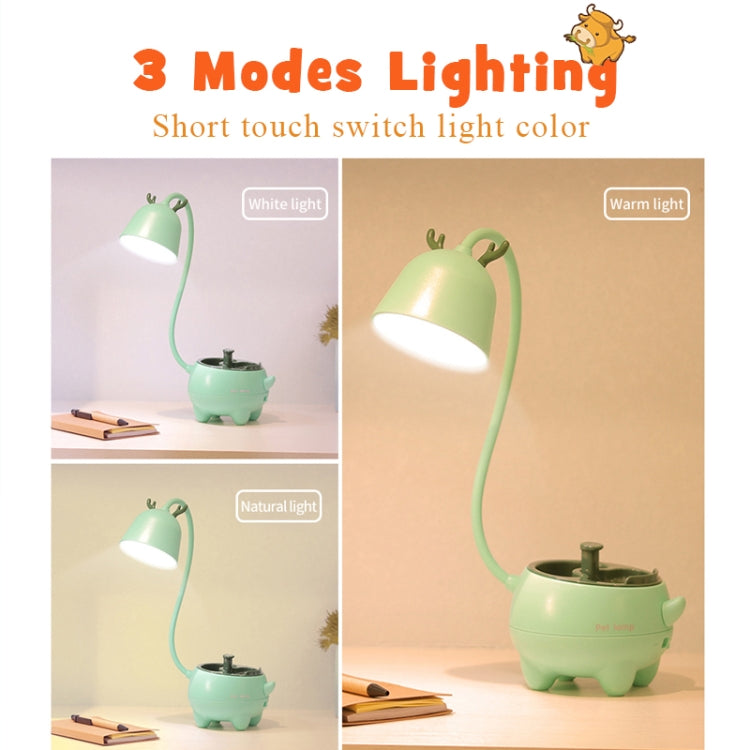 Bear-shaped touch pet light showing three lighting modes: white, warm, and natural light