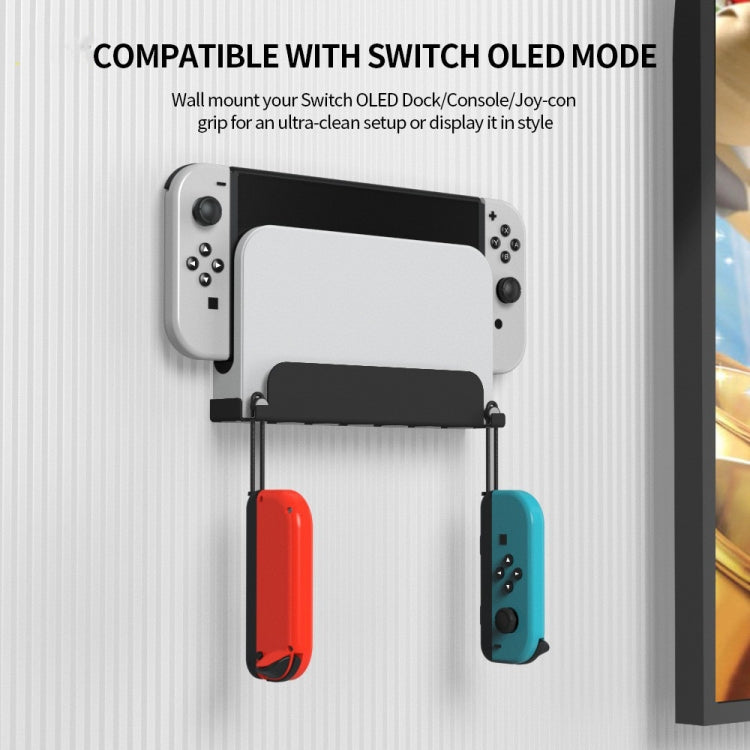 Wall-mounted console dock bracket with side grips for Joy-Cons