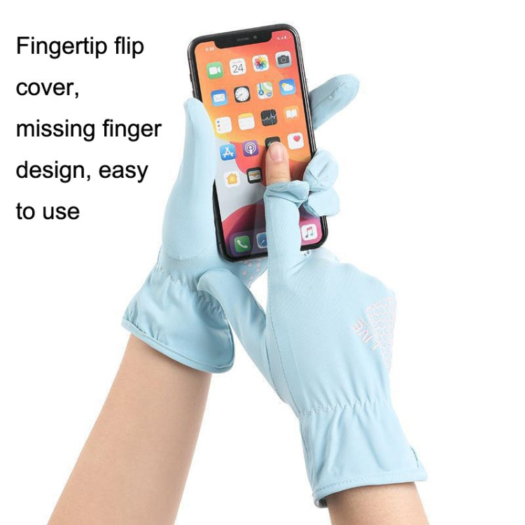 Light blue driving gloves with fingertip flip cover and missing-finger design