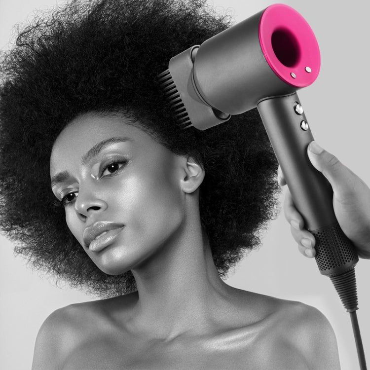 Wide tooth comb hair dryer nozzle styling curly hair, attachment with pink center ring