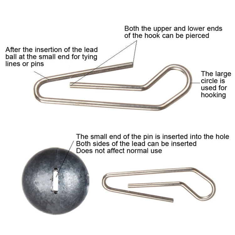Lead insertion weight with pin hole and U-shaped wire hook for lures