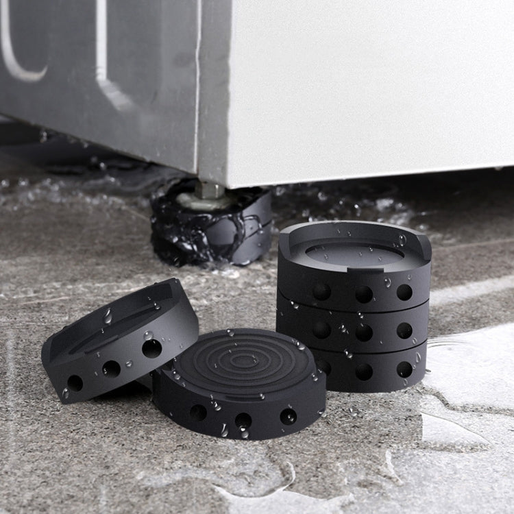 Dark rubber heightening pads with grip holes for appliance feet, anti-slip fit.