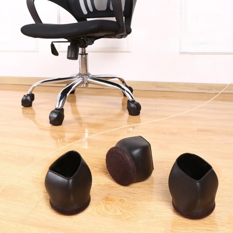 Wheel chair caster foot covers set of three, black with felt inserts on floor