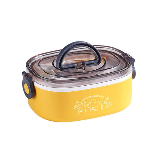 Large Capacity Oval Divided Portable Office Insulation Lunch Box, 600ml (Stainless Blue), 600ml (Stainless Yellow), 600ml (Stainless Purple), 1.2L (Stainless Blue), 1.2L (Stainless Yellow), 1.2L (Stainless Purple), 600ml (Plastic Blue)