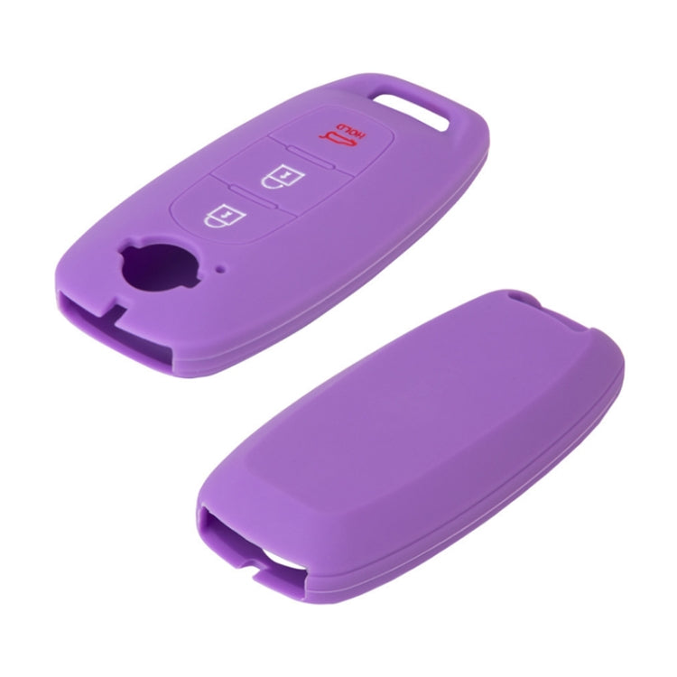Purple silicone key fob protective case set (2-pack) with key cutout and button icons