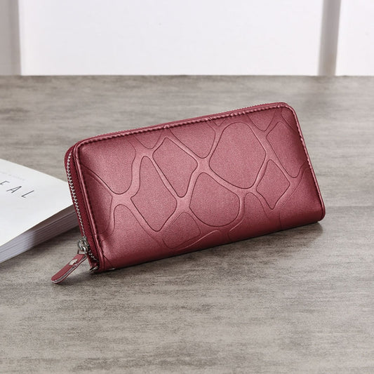 Large Stone Wallet Zipper Women Wallet Long Coin Purse