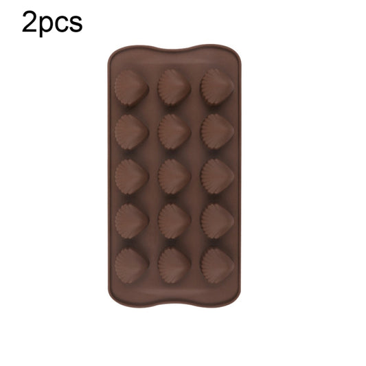 2pcs Silicone Chocolate Mold Jelly Christmas Candy Cake Mould, Style:, Gift Box, Shell, Star, Heart To Heart