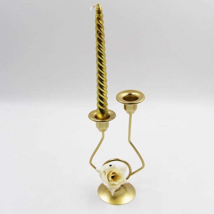 Wrought Iron Double-Headed Candle Holder Party Wedding Table Decoration Candlesticks, Silk, Iron