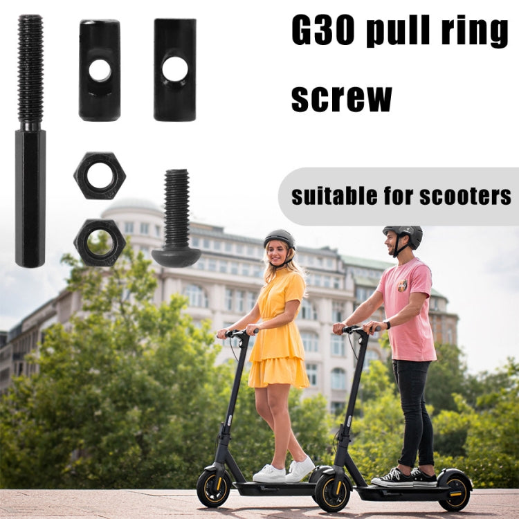 Black lock screw set with hex nut and threaded rod for scooter
