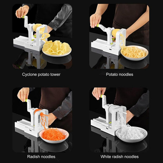 Grater Vegetable Potato Spiral Slicer Whirlwind Fruit Vegetable Spiral Machine, White, Green
