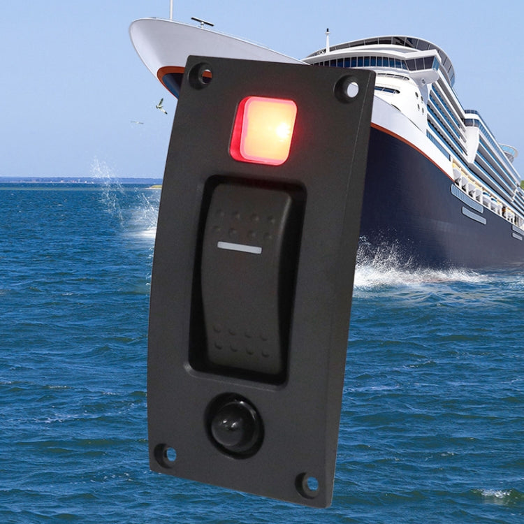 Black reset switch panel with red indicator light and ON/OFF rocker