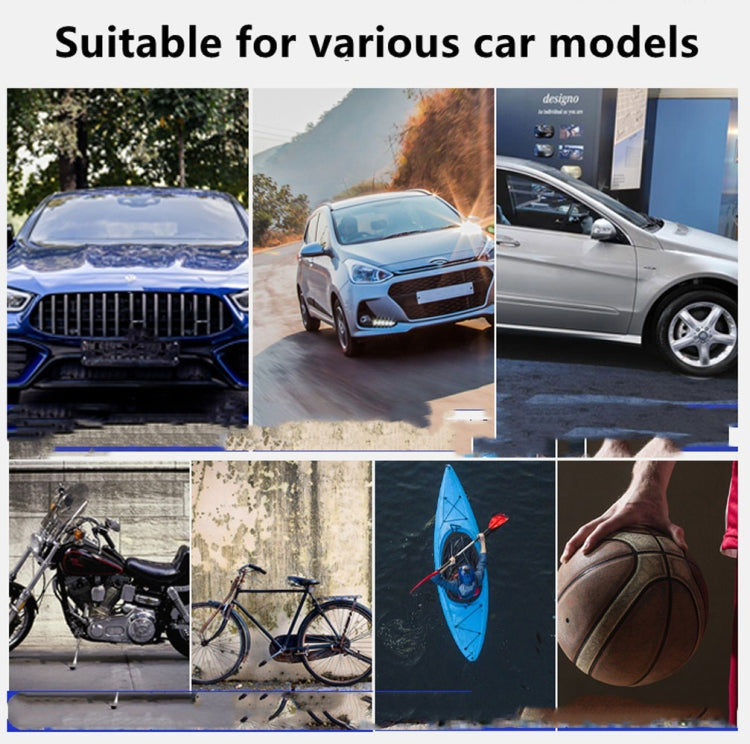 Wireless car air pump shown with different car models in a fitment collage