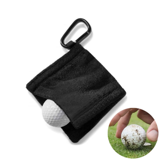 Microfiber Fleece Lining GOLF Ball Cleaning Towel with Carabiner Hook, Cleaning Towel Grey, Cleaning Towel Black